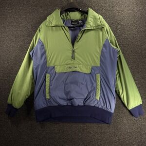 Marmot Men's XL 1/2 Zip Puffer Anorak Jacket Green Kangaroo Thinsulate Packable